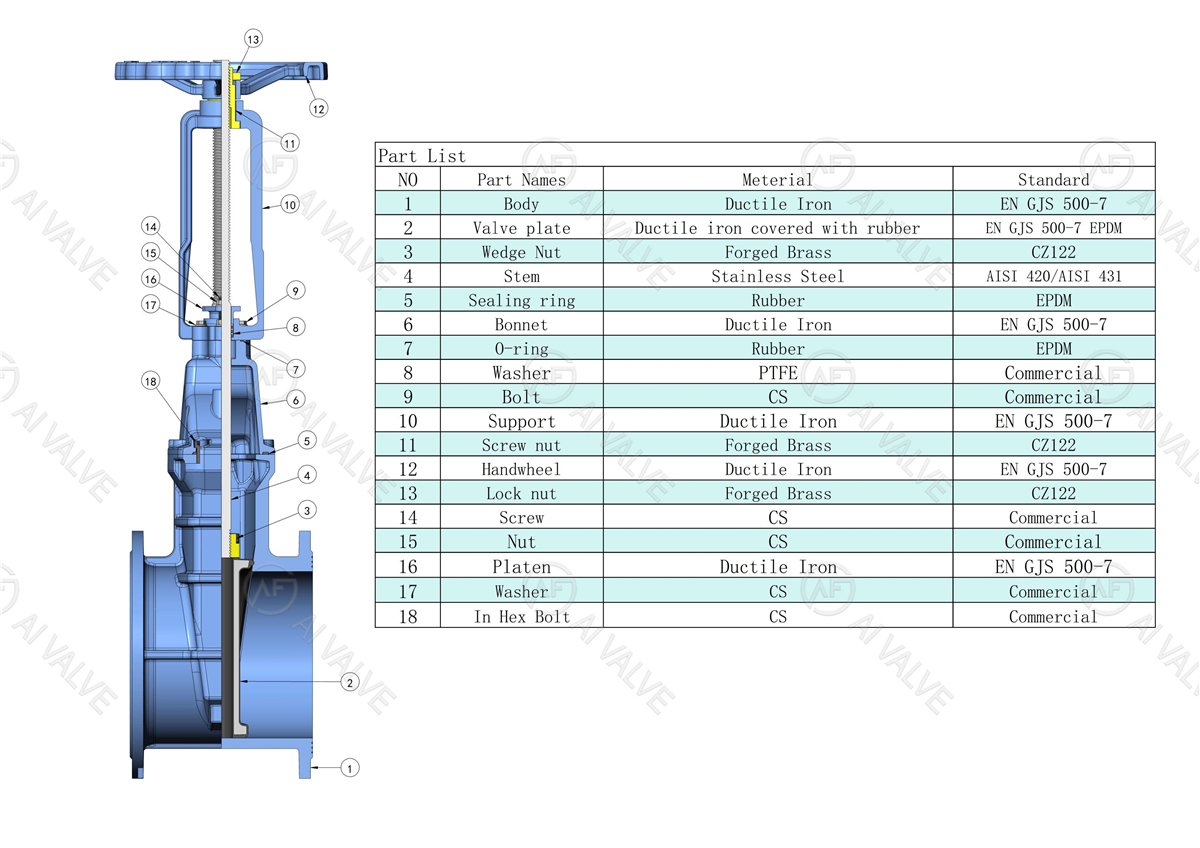 BS5163 Rising Stem Resilient Seated Gate Valve