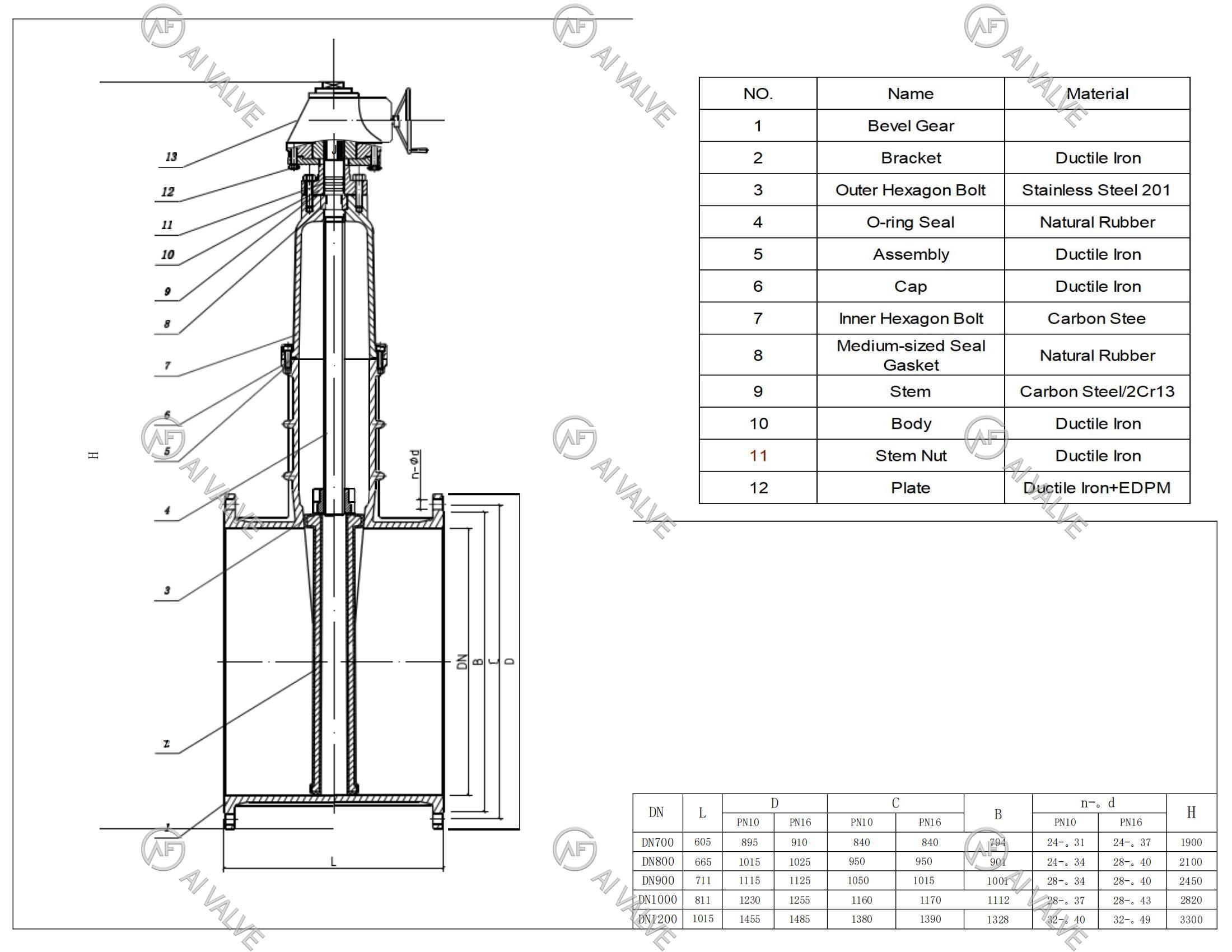 BS5163 Bevel Gear Resilient Seated Gate Valve